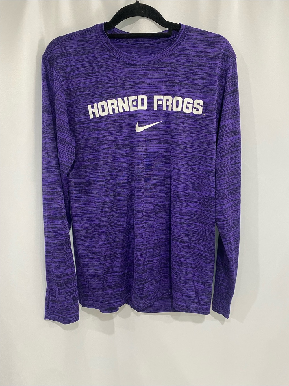 TCU Nike Dri-Fit men’s medium long sleeve tee. Horned Frogs t-shirt